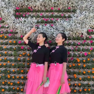 纯棉新款 夏纱裙套装 跳舞健身上 i田野上广场舞服装 花与影在希望