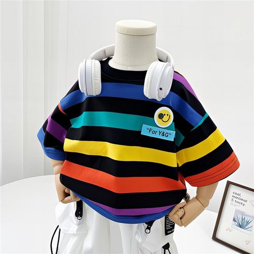 童装男童短袖t恤2025夏季新款宝宝G帅气时髦儿童半袖条纹上衣T恤