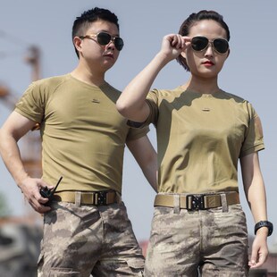 夏季 男n速干t恤登山跑步健身宽松透气迷彩体能训练服 户外运动短袖