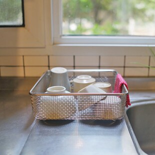 朴房 3b04不锈钢大容量方形沥水篮碗碟锅沥水筐水果蔬菜霜山网篮