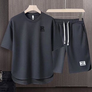 男士 2025休闲C新款 套装 宽松短裤 夏季 短袖 一套潮一整 源头好货