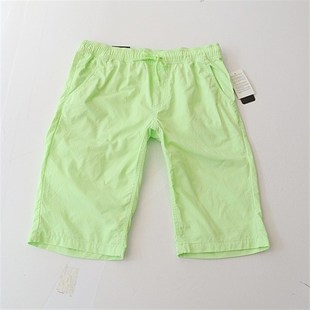 纯棉松紧腰抽绳宽松直筒无弹青年纯色V百搭五分裤 男短裤 新品 夏季