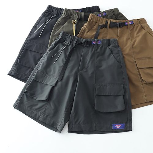 外贸男装夏季户外防水机能u工装裤宽松直筒运动休闲短裤阔腿五分