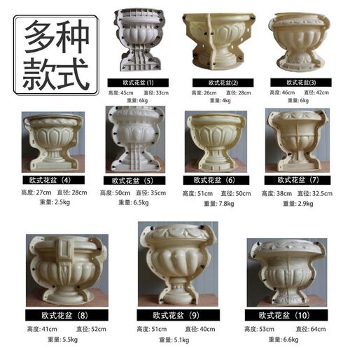 底部灌浆新款水泥欧式花盆模具大全混凝土特大号圆形盆栽塑料厂家
