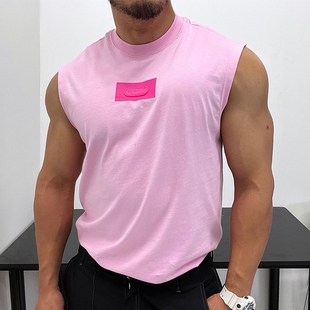 同色系微廓形优j良成衣纯棉宽松修身 T恤背心肌肉男夏坎肩全棉 无袖