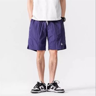 日系潮牌百搭抽绳速干短裤 夏宽 男女山系D户外休闲潮牌刺绣沙滩裤