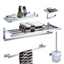 厂家直供双层毛巾架镀铬全铜毛巾杆卫生间置物架卫浴五金套件