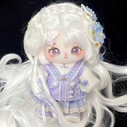 20cm棉花娃i娃古风衣服套装玩偶公仔替换装中国风紫色汉服裙子娃