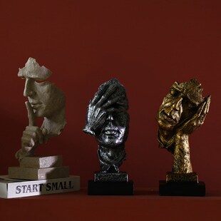 简约现代沉默是金非礼勿言工艺品摆件雕塑办公室客厅艺术品装饰品