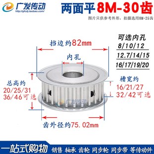8M同步轮 AF型 内孔8 8M30齿 20mm 4S2 两面平 槽宽32