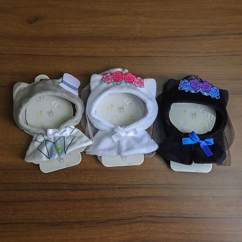 可爱猫咪西装婚纱娃衣15cm公仔挂件斗篷卡N通棉花娃娃衣服玩偶披