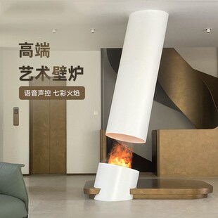 圆形悬挂式家用3d雾化壁炉仿真火法式别墅客厅火焰加湿器装饰壁炉
