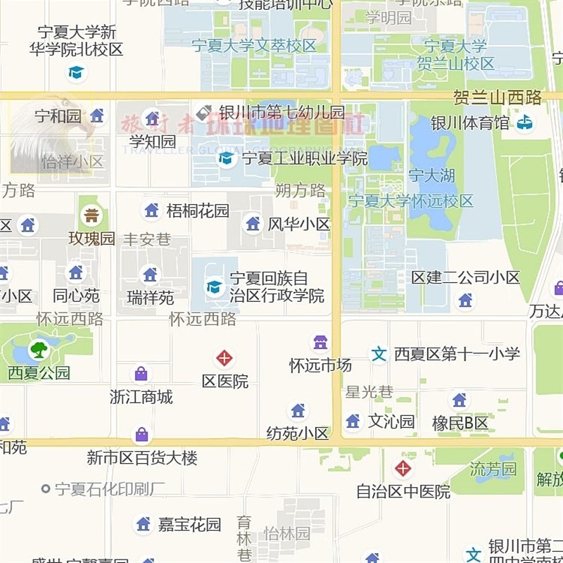 超大巨幅 银川市区地图订制 城市城区报新饰画