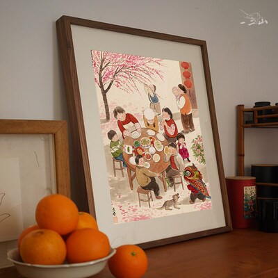 皇小小绘二十气立春二山现代饰画客厅挂画电表箱