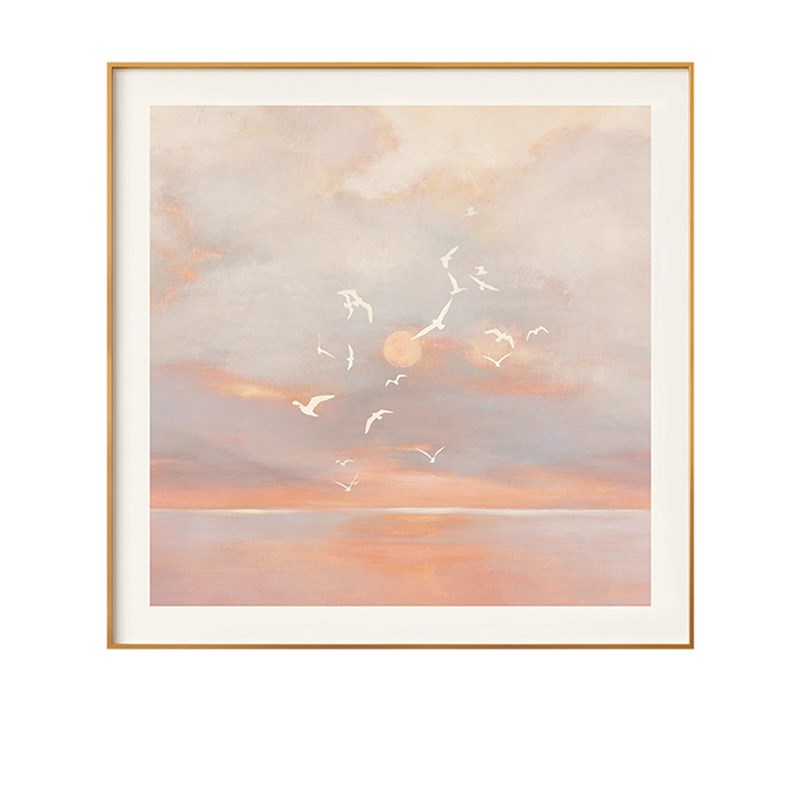 墙蛙现代客厅饰画温馨床画风沙发背景墙日出玄挂画