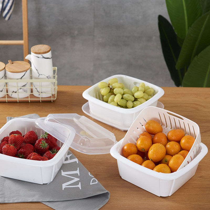 双层水果盘沥水篮家用厨房带盖冰箱收纳盒密封保鲜盒塑料大洗菜盆,餐饮具,果盆/果盘/果篮,淘宝优惠券,粉丝福利购,淘宝优惠卷