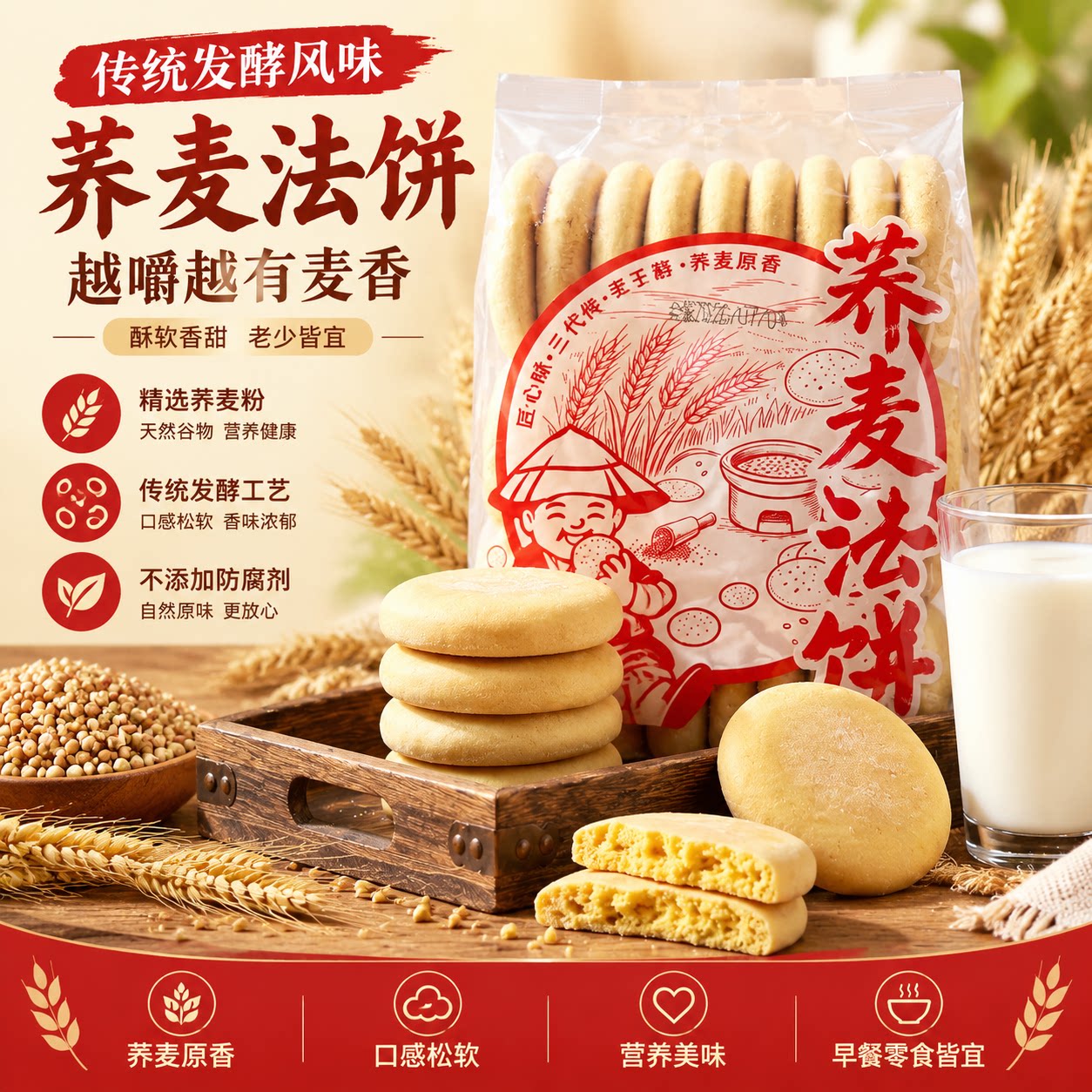 湖南特产老面荞麦法饼怀旧早餐