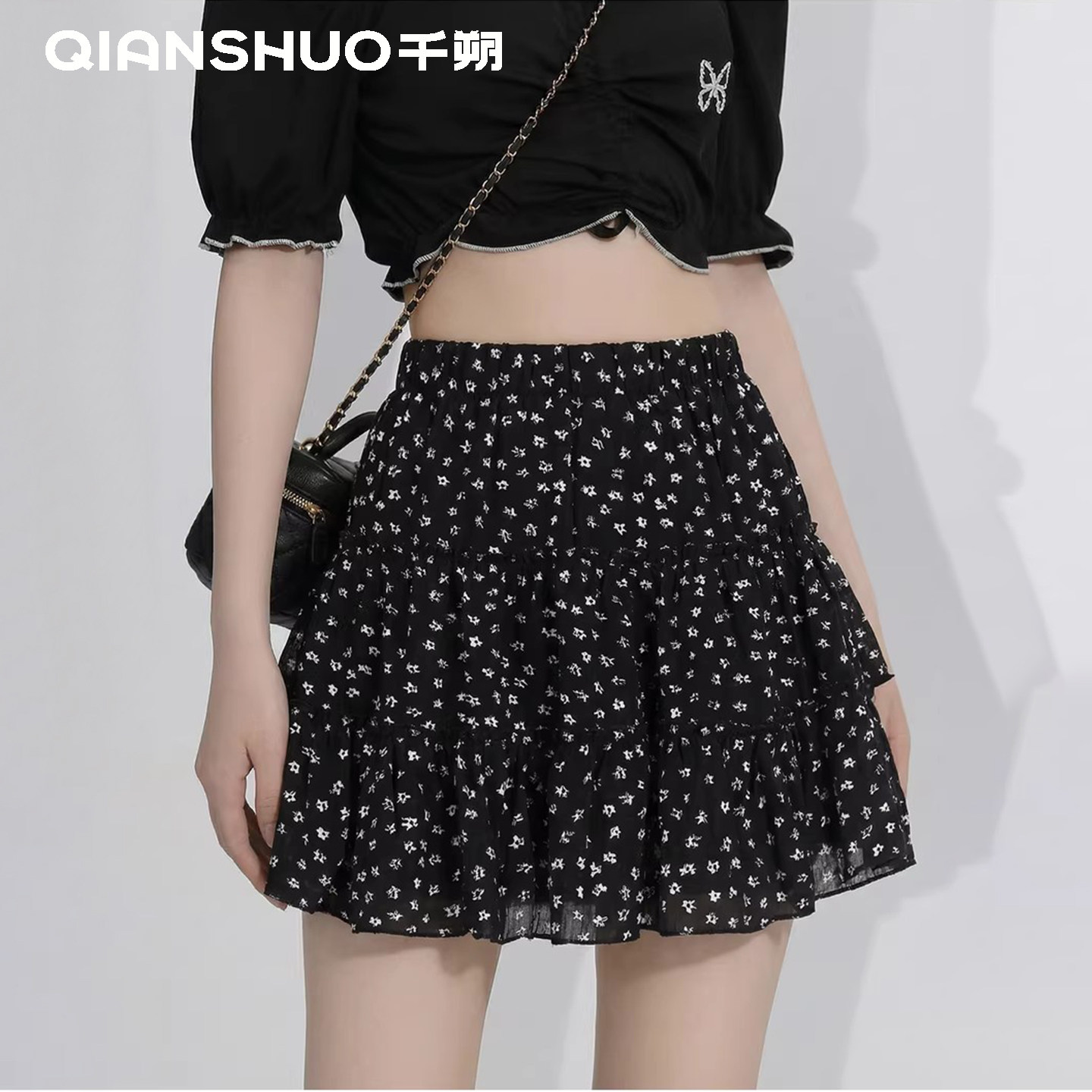 千朔碎花蛋糕裙春夏新款内衬防走光裙甜美显瘦半身裙女韩版欧若风