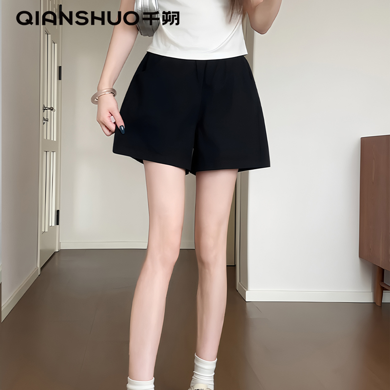 千朔黑色棉短裤女夏薄新款宽松休闲工装裤外穿阔腿运动外穿防走光