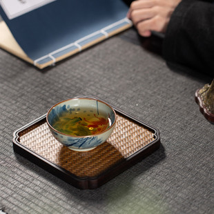 老陶泥茶杯个人主人杯纯手工绘画金玉满堂锦鲤普洱杯茶具单杯