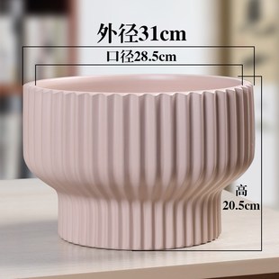 北欧简约竖纹花盆陶瓷大口径个性 家用落地绿萝蝴蝶兰吊兰多肉盆景