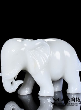 天然白玉吸水象摆件招财玉石大象动物客厅开业家居乔迁礼品工艺品