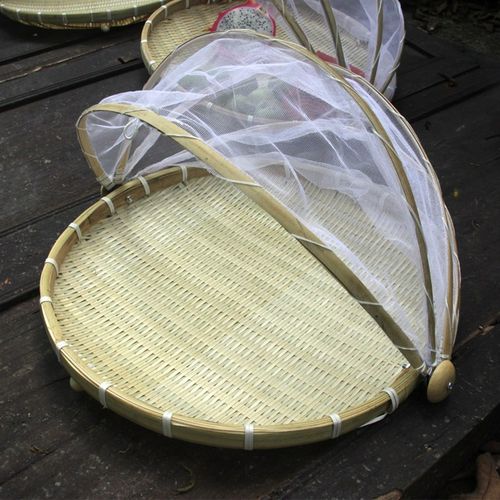 竹编制品 家用防虫竹筐 晾晒圆簸箕 馒头收纳筐菜罩 竹筛晒网包邮