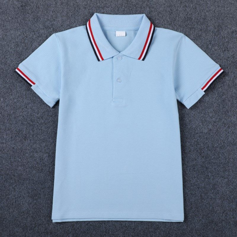 2023夏季新款童装校服POLO衫浅蓝色短袖T恤男童女童学院学生上衣,童装/婴儿装/亲子装,儿童POLO衫,淘宝优惠券,粉丝福利购,淘宝优惠卷