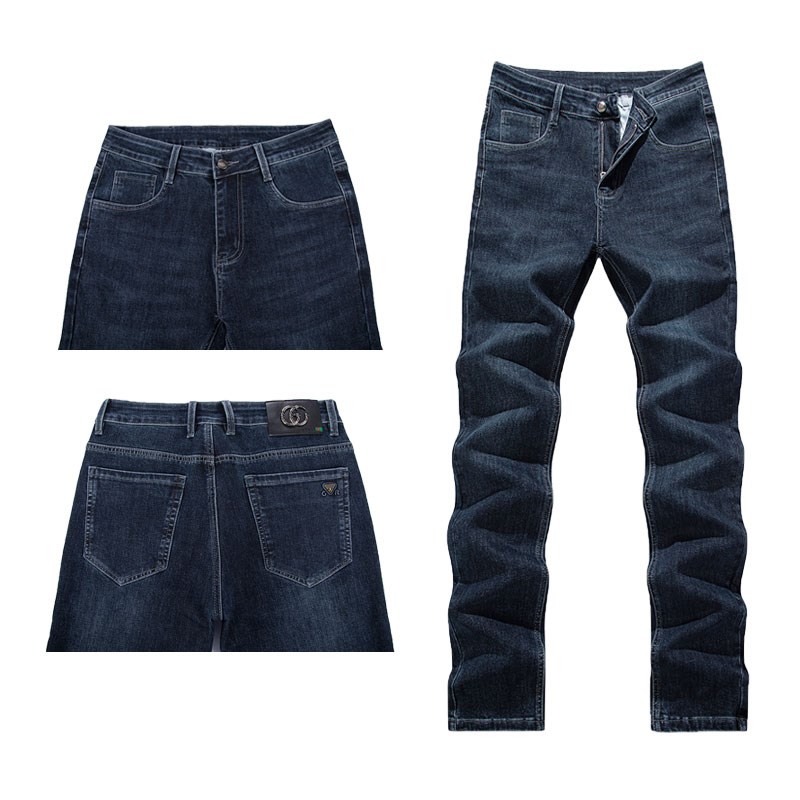 加长牛仔裤男直筒宽松春秋冬季大码蓝色高个子长腿款男士裤子