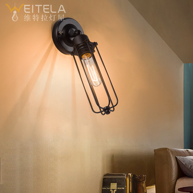 美式loft复古工业风壁灯个性艺术咖啡厅卧室楼梯走廊铁艺装饰壁灯
