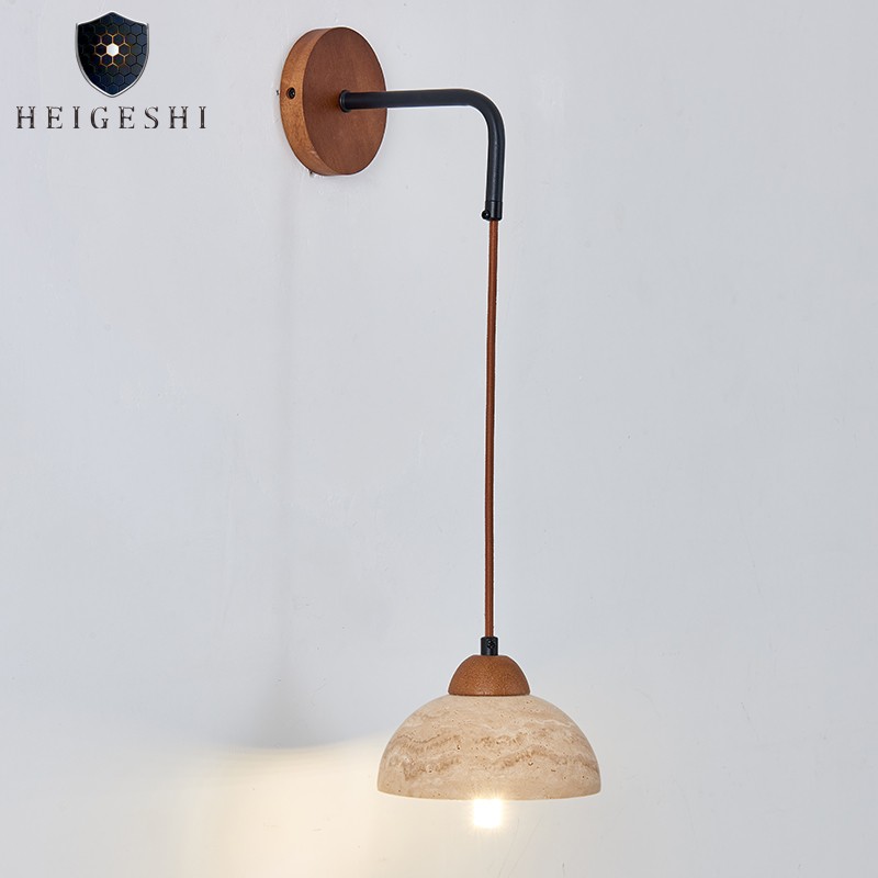 黄洞石日式奶油侘寂风卧室床头壁灯北欧过道设计师复古民宿墙壁灯