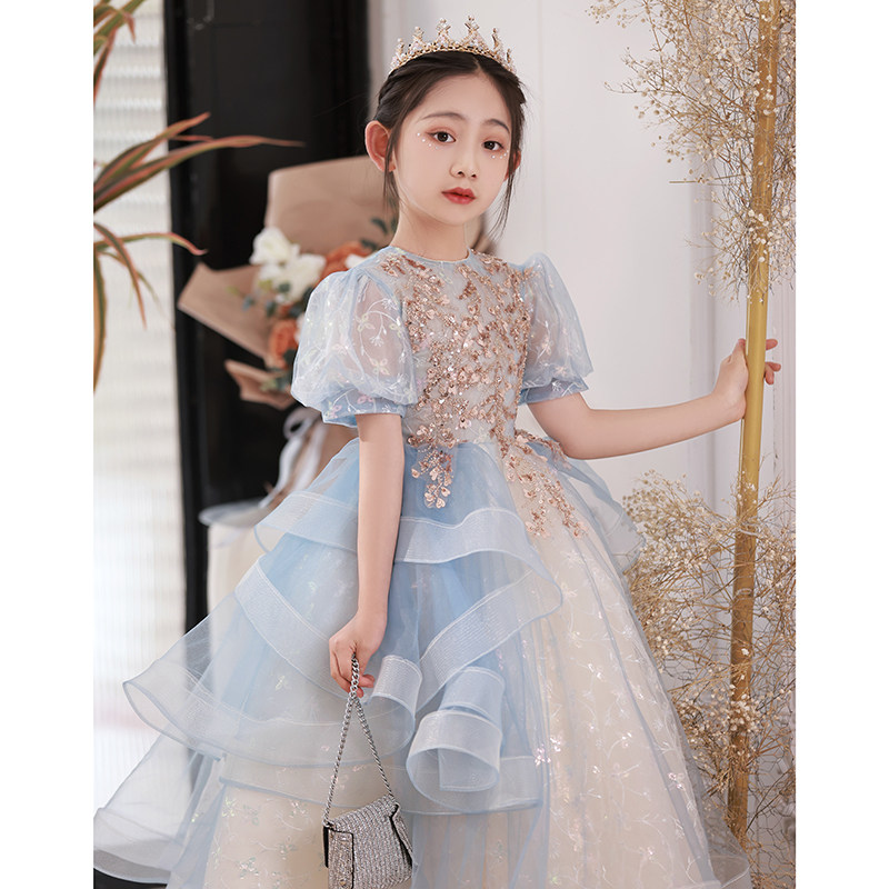 儿童礼服公主裙女童晚礼服花童婚纱高端小孩主持人演出服钢琴演奏