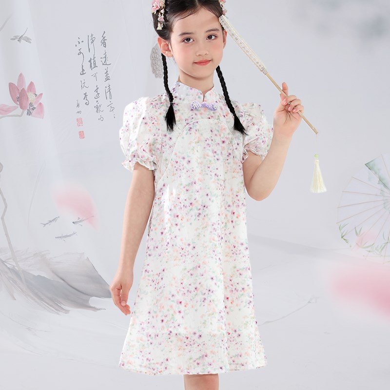 女童夏装连衣裙2024新款国风新中式汉服儿童公主裙大童洋气旗袍裙