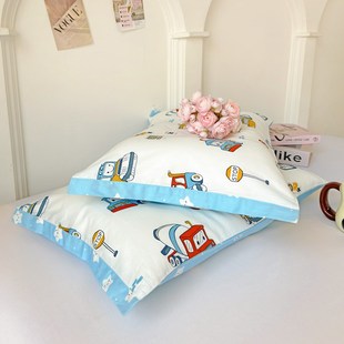 60支贡缎长绒棉纯棉卡通汽车恐龙枕套儿童宝宝30x50/40x60cm单只