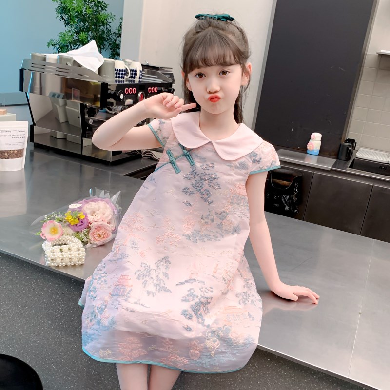 女童夏季2024新款连衣裙儿童洋气汉服国风旗袍公主裙夏装女孩裙子