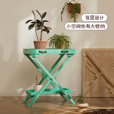 复古户外室内阳台实木花架置物架乡村田园风创意落地式多肉花盆架