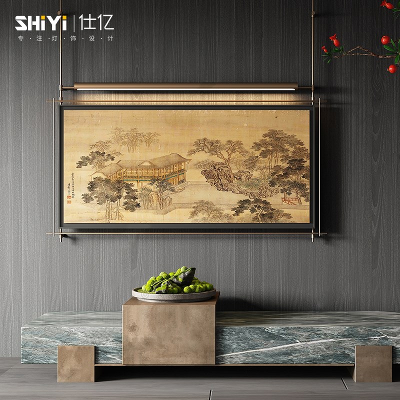 高级感壁画灯客厅装饰画沙发背景墙书房北欧设计师定制走廊挂画灯图片