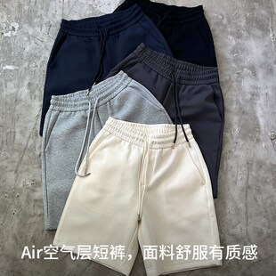 空气层短裤 夏 冰f感透气纯色基础运动抽绳宽松五分直筒休闲健身裤