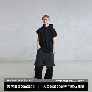 卫衣无袖 重磅纯棉复古连帽背A心男运动坎肩打底衫 t恤潮 美式 PMW