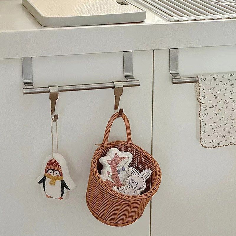 挂式不锈钢毛巾架免打孔橱柜门厨房卫生间抹布挂架毛巾杆柜门挂,收纳整理,挂门置物架,淘宝优惠券,粉丝福利购,淘宝优惠卷