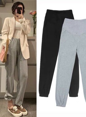 孕妇裤子灰色运动裤宽松秋冬显瘦九分哈伦裤20O21束脚休闲卫裤冬