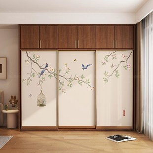 复古改造b大衣柜三门装饰贴纸木门衣橱玻璃门翻新贴纸改色遮丑贴