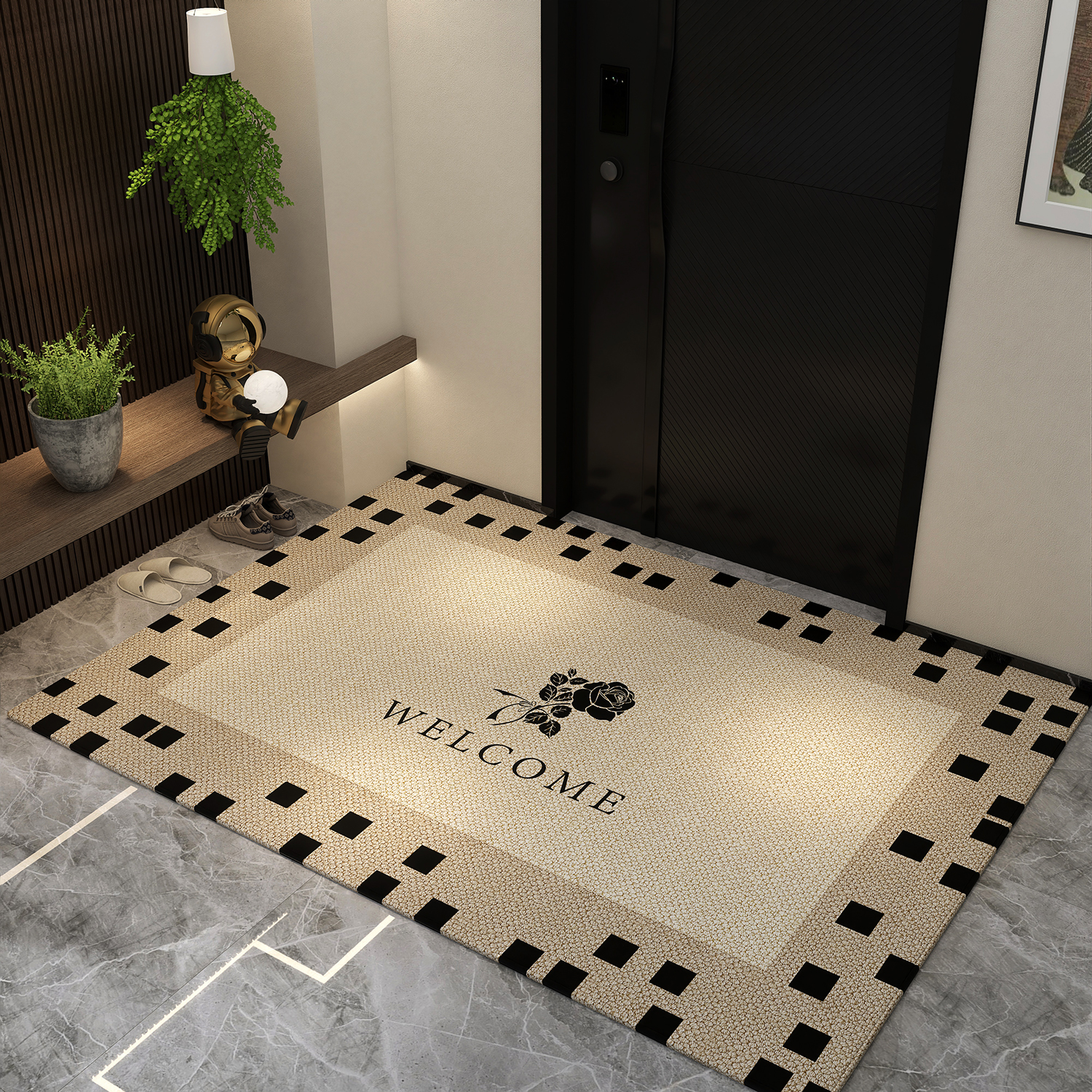 奶油风地垫入户门垫防滑家用地毯进门玄关脚垫新款门外大门口垫子