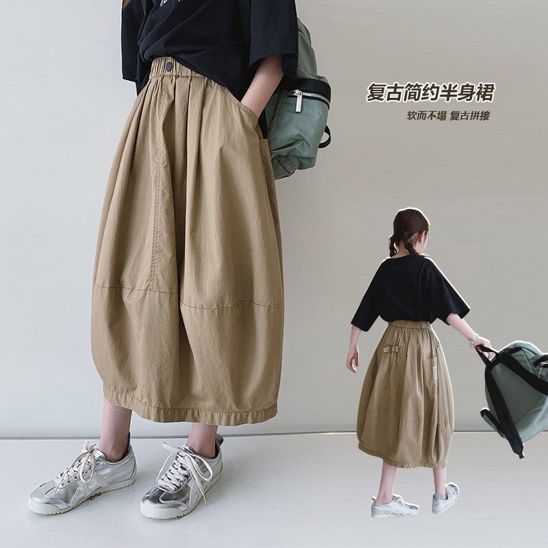 女童半身裙2024夏装新款女大童初中生简约花苞裙儿童复古休闲裙子,童装/婴儿装/亲子装,半身裙,淘宝优惠券,粉丝福利购,淘宝优惠卷