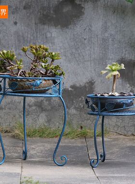 铁艺花架b子复古做旧落地式阳台庭院室内户外花盆架多肉盆栽花几