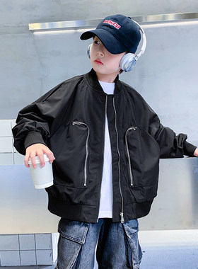 男童秋冬机车工装棒球服夹棉外套2024新款儿童男孩冬季酷帅棉服潮