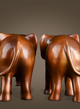 铜金岁月铜大象一对家居饰品工艺品办公室玄关酒柜铜制品摆设