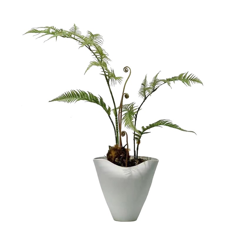 新现代仿真蕨草蕨绿植盆景玄关柜吧台茶几售楼部