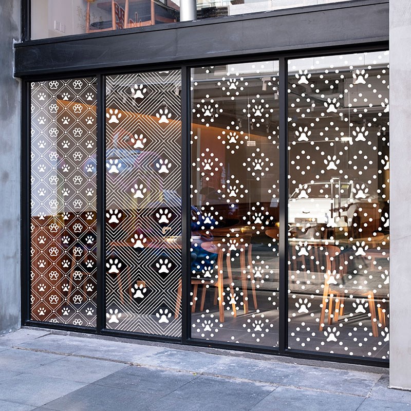 宠物店膜饰脚丫足迹大门橱美化整张创意宠物会所静电