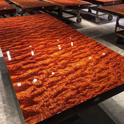 巴花实木大板原木红木茶桌办公书餐桌巴西缅甸花梨鬼脸水波纹茶台